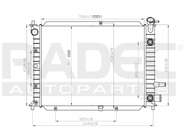 RADIADOR FD ESCORT 98-03 L4 2.0 LTS AUT 21 2/3X16 4/5X16MM ALUM SOLD POLAR