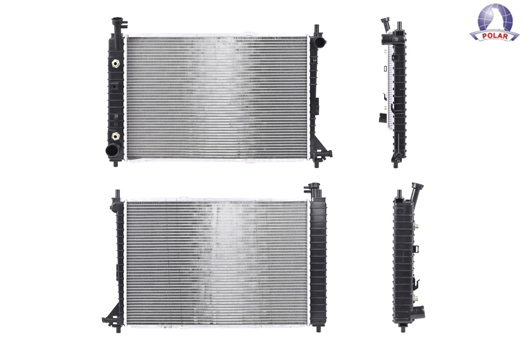 RADIADOR FD MUSTANG 97-04 V6 3.8, 3.9 LTS C/S AA AUT C/GOLLETE 24 4/5X16 6/7X26MM ALUM SOLDADO POLAR