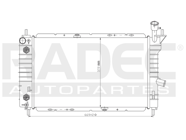 RADIADOR FD TOPAZ/GUIA/TEMPO 92-94 L4/V6 2.3, 3.0 LTS C/S AA AUT 24X14 1/2X26MM ALUM SOLD POLAR