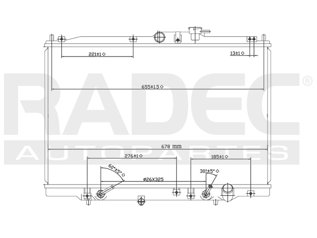 RADIADOR HD ODYSSEY/OASIS 95-98 L4 2.2, 2.3 LTS AUT C/AA 16 3/4X26 2/3X16MM ALUM SOLD POLAR