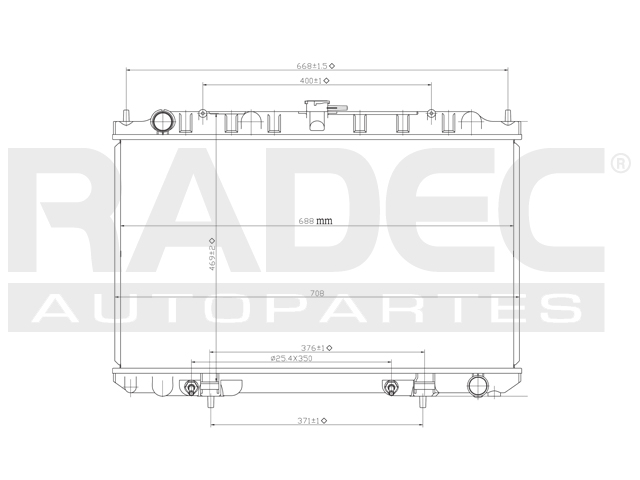 RADIADOR NS MAXIMA/I 35 00-03 V6 3.0, 3.5 LTS C/AA AUT 15 3/4X27X16MM ALUM SOLD POLAR