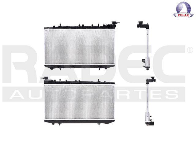 RADIADOR NS SENTRA 93-00 L4 1.6,1.8,2.0 LTS STD C/S AA TOMAS DE AGUA DE 35MM 12 3/5X25 1/2X16MM ALUM SOLD POLAR