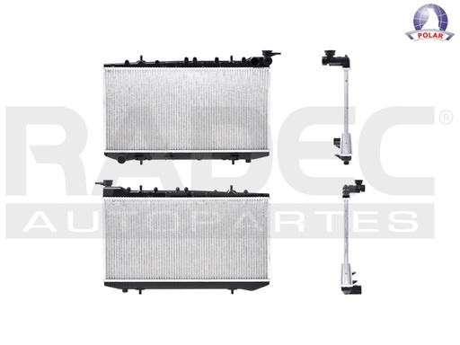 RADIADOR NS SENTRA 93-00 L4 1.6,1.8,2.0 LTS STD C/S AA TOMAS DE AGUA DE 35MM 12 3/5X25 1/2X16MM ALUM SOLD POLAR