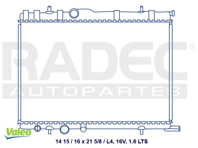 RADIADOR PG 307/PARTNER 07-10 L4 1.6LTS 16V ESTANDAR