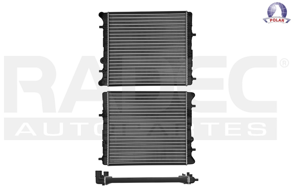 RADIADOR VW GOL 08-20/LUPO 05-13/CROSSFOX 07-15 L4 1.4, 1.6 LTS STD S/AA 16 15/16X16 5/16X23MM ALUM MEC POLAR