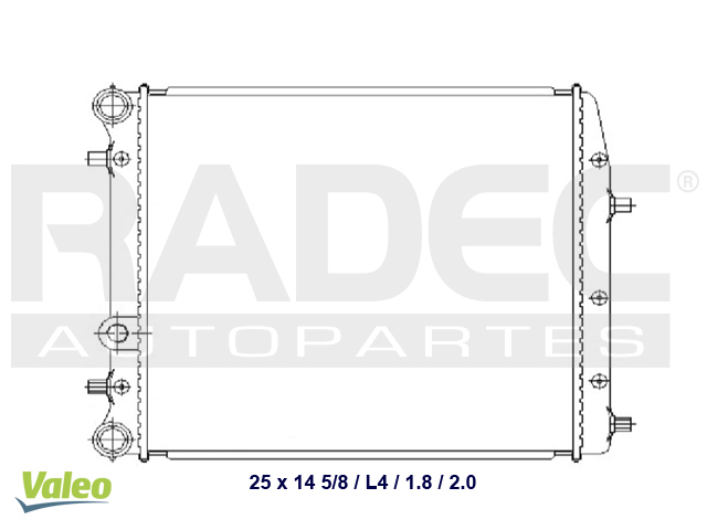 RADIADOR VW POLO 04-07 L4 2.0 LTS CON/SIN AIRE ACONDICIONADO