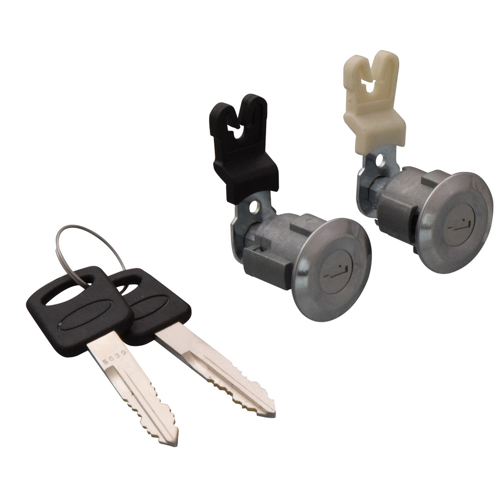 CILINDRO PARA PUERTA FD EXPLORER 95-01/RANGER 98-04 10-12/AEROSTAR 92-97/ECONOLINE 97-07/TOPAZ 92-94  MZ B2300 94-00  FD EXPLORER SPORT TRAC 01-05/MUSTANG 96-04  JUEGO METAL CROMADO TIPO ORIGINAL    