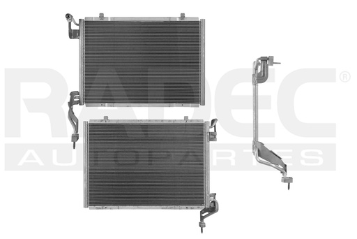 CONDENSADOR DE AIRE FD FIESTA 13-14 L4 1.6 LTS TIPO EUROPEO S/SECADOR 20 1/2X13 4/5X16MM ALUM SOLD IMP