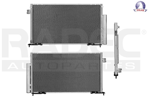CONDENSADOR DE AIRE HD CIVIC 06-11 L4 1.8L/2.0L C/SECADOR C/ENFRIADOR DE ACEITE 25 3/8X14 3/8X16MM ALUM SOLD POLAR