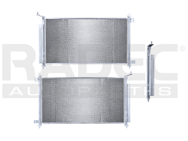 CONDENSADOR NS TIIDA 07-18 L4 1.6, 1.8 LTS AUT/STD C/SECADOR 24 2/5X13 1/3X16MM ALUM SOLD POLAR