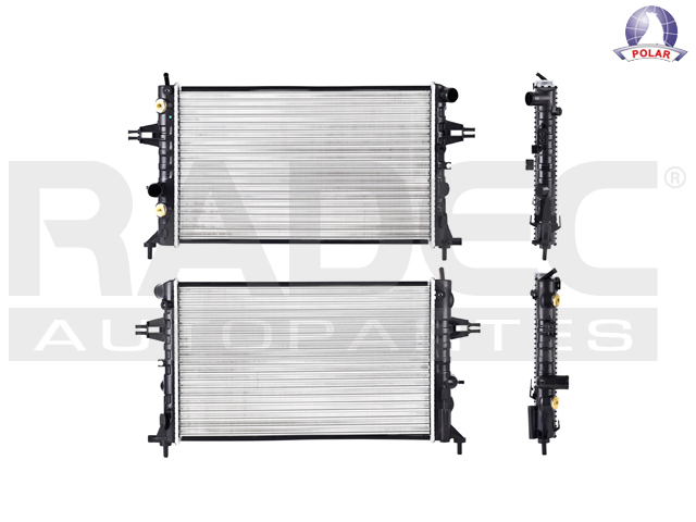 RADIADOR CV ASTRA 00-05/ZAFIRA 06-07 L4 1.6, 1.8, 2.0, 2.2 LTS C/AA AUT 23 5/8X14 1/2X26MM ALUM MEC POLAR