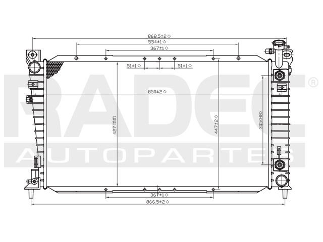 RADIADOR FD WINDSTAR 95-98 V6 3.0/3.8 LTS AUTOMATICO