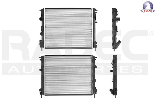 RADIADOR RN CLIO/KANGOO/NS PLATINA 02-10 L4 1.2/1.4 LTS C/S AA STD 18 8/9X16 1/3X23MM ALUM MEC POLAR
