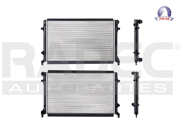 RADIADOR VW JETTA/BORA/GOLF/GTI 05-10 L4 2.0/2.5/3.2 LTS STD C/AA 25 3/5X16X34MM ALUM MEC POLAR