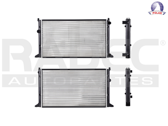RADIADOR VW JETTA/GOLF/CABRIO 93-99 L4 1.8/1.9/2.0 LTS C/AA STD 24 3/5X14 6/7X34MM ALUM MEC POLAR