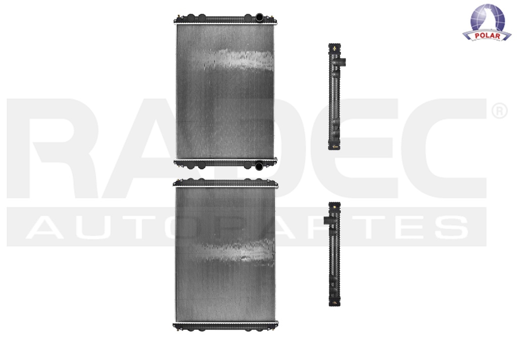 RADIADOR FR COLUMBIA SERIES 112/120/M2 BUSINESS CLASS 01-07 L6 8.9,10.3,12.0,12.5,12.8 LTS STD 41 15/16X30 3/4X56MM ALUM PLASTICO POLAR