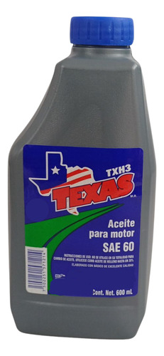 ACEITE MOTOR SAE 60(MONOGRADO) TEXAS 600 ML