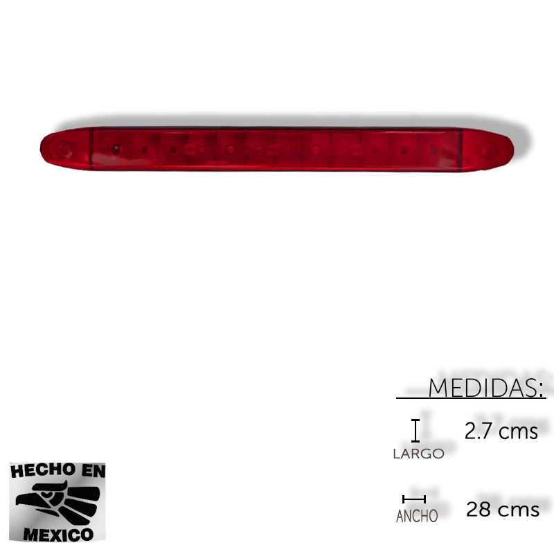 PLAFON STOP DE BARRA 12 LEDS FIJO ROJO