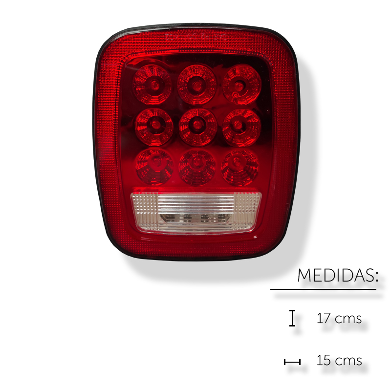 CALAVERA CUADRADA TIPO JEEP 13 LED C/MOV