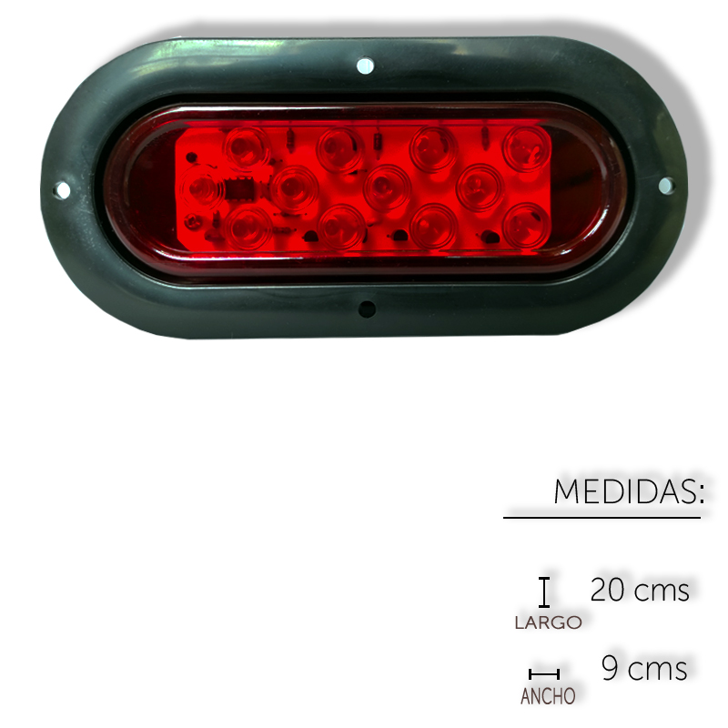 PLAFON OVALADO 12 LEDS ROJO MOVIMENTO