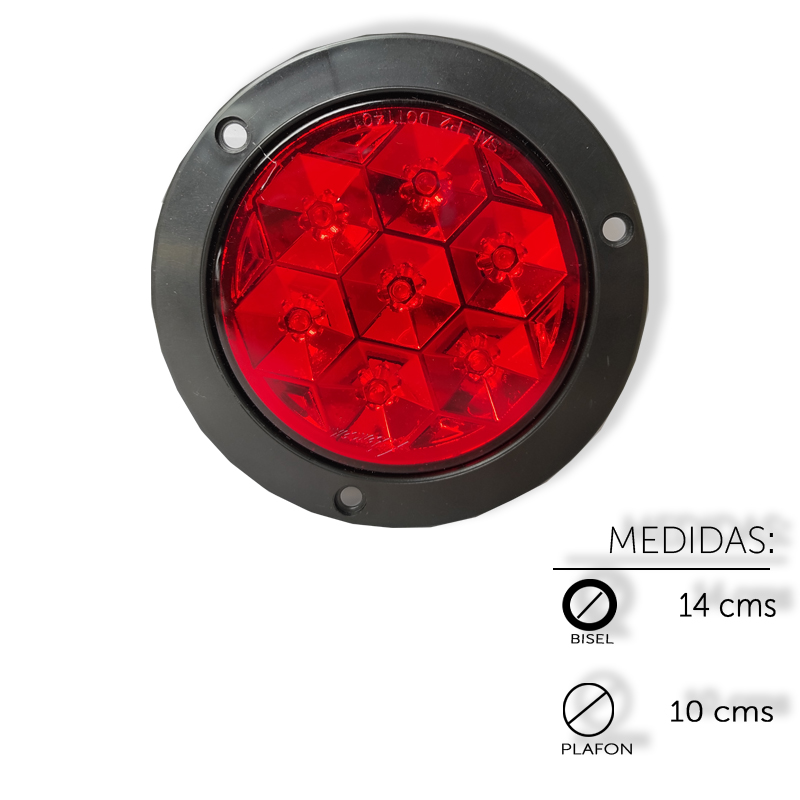 [ALEM440SR] PLAFON REDONDO 4" 7 LEDS PANAL ROJO ESTR