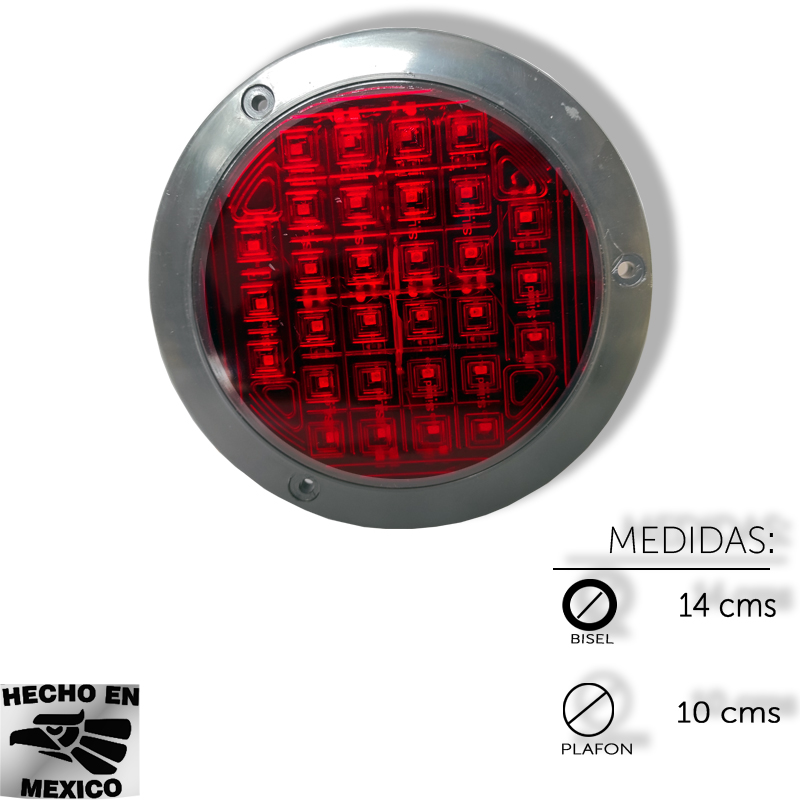 [ALEM493FR] PLAFON REDONDO 4" 30 LEDS FIJO ROJO