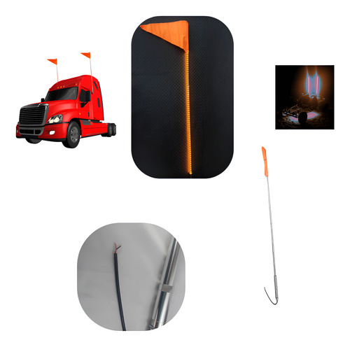 ANTENA CHICOTERA 1.2 MTS 85 LEDS AMBAR SENCILLA  C/ 12 VOLTS