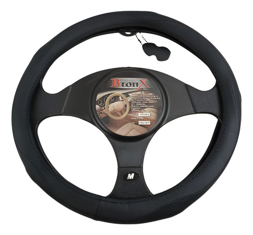 FUNDA DE VOLANTE BRONX PIEL NEGRO MEDIAN