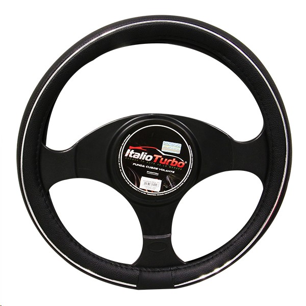 CUBRE VOLANTE VINIPIEL NEGRO CROMO "L"
