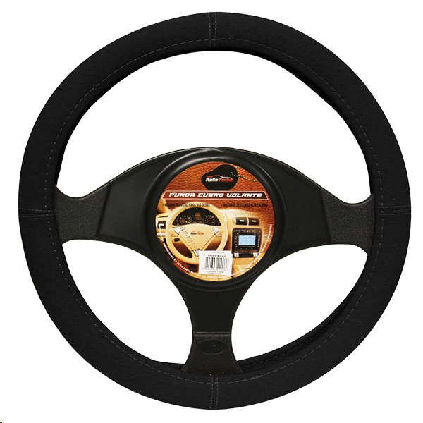 FUNDA DE VOLANTE PIEL NEGRA M"
