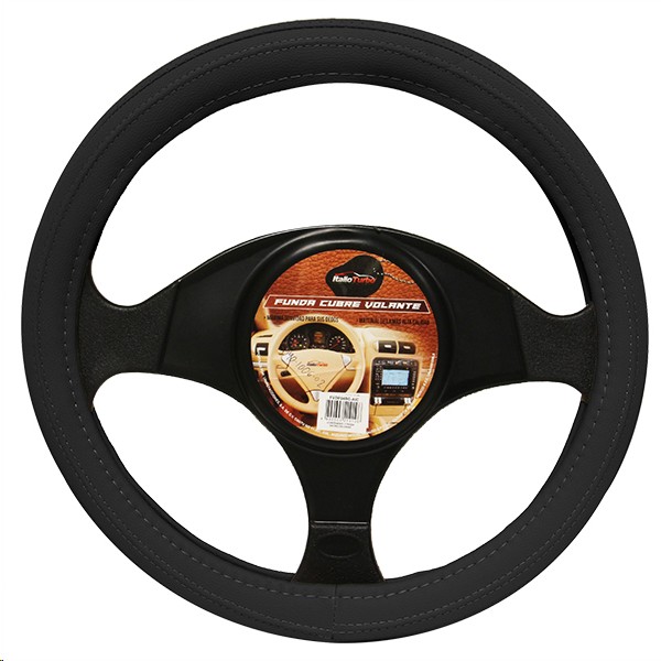 FUNDA DE VOLANTE PIEL NEGRA M"