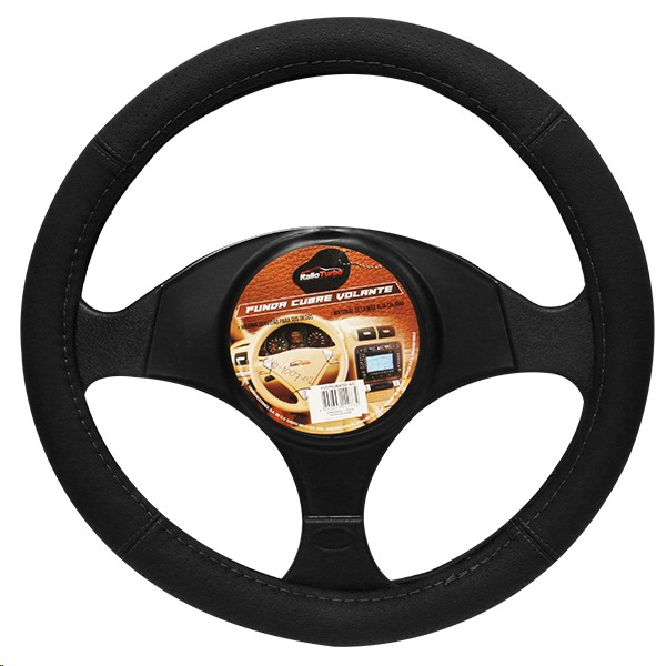 FUNDA DE VOLANTE PIEL NEGRA M"