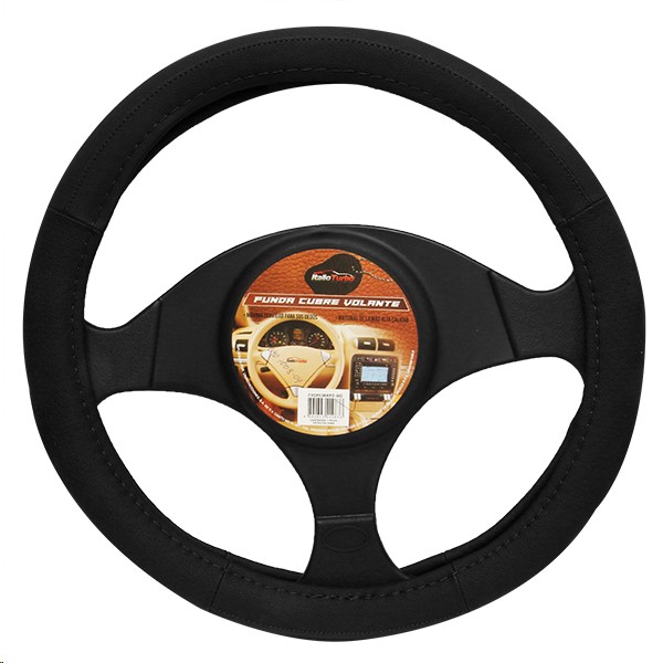 FUNDA DE VOLANTE PIEL NEGRA M"