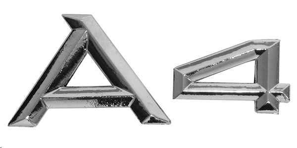 EMBLEMA LETRERO AD A4 CROMO