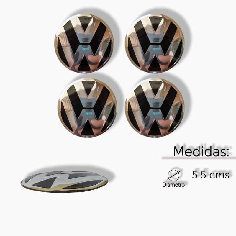 EMBLEMA CENTRO RIN MARCA VW JGO 4 PZS CHICOS
