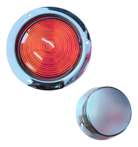 PLAFON EMBUTIDO CROMO CON ARILLO 4" ROJO
