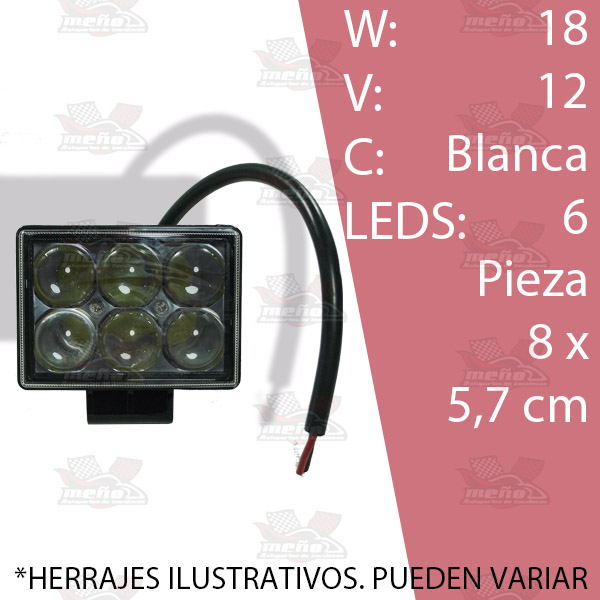 FARO CUAD 6 LEDS LUPAS ALTA INTENS 2X3 *