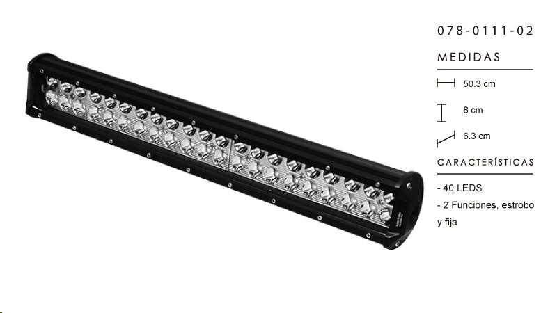 BARRA RECTANGULAR 40 LEDS ALTA INTENSIDA