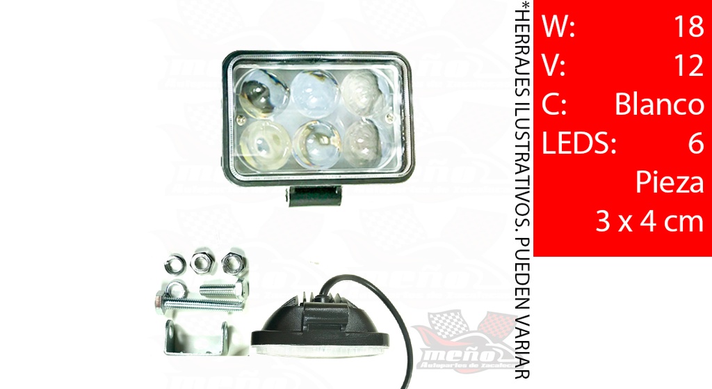 FARO CUAD 6 LEDS LUPAS ALTA INTENS 3X4 *