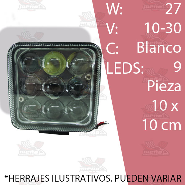 FARO CUADR 9 LEDS LUPAS ALTA INTENSID PZ