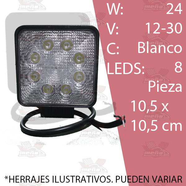 FARO CUADRADO 8 LEDS ALTA INTENS 4 X 4 P