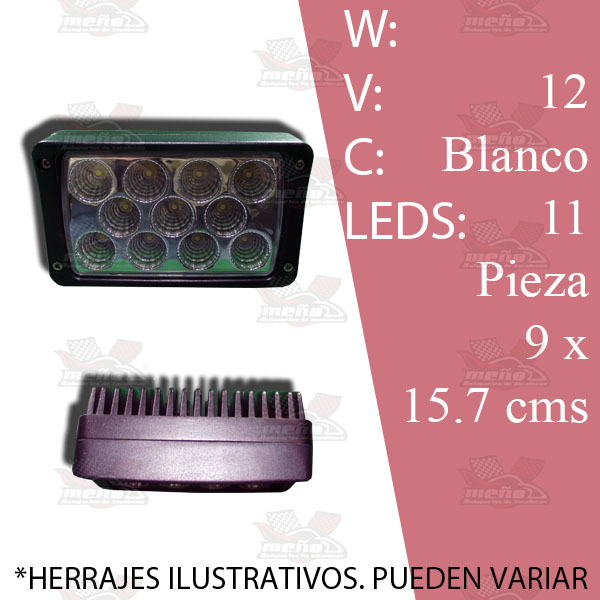FARO RECT  6X3 11 LEDS ALTA INTENSIDAD *