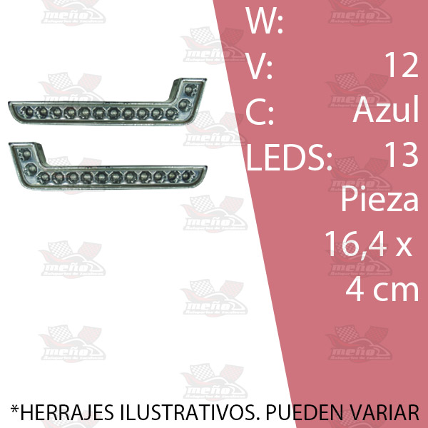 FARO AUX TIPO L 13 LEDS AZUL 12V 100% IMPERMEABLE