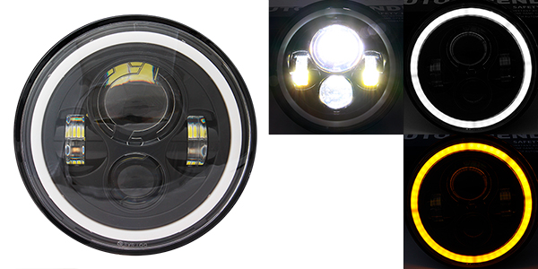 UNIDAD REDONDA 7" 4 LED CON LUPA JEEP AL