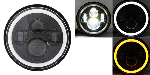 UNIDAD REDONDA 7" 4 LED CON LUPA JEEP AL