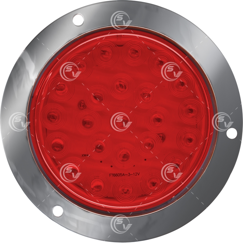 PLAFON REDONDO 4" 24 LEDS FUNCIONES SOBREPONER FILO CROMADO ROJO