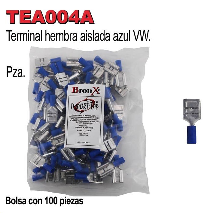 TERMINAL ENCHUFE HEMBRA FORRO AZUL 1/4"