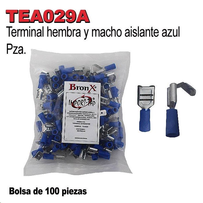 TERMINAL MACHO HEMBRA 1/4" AZUL