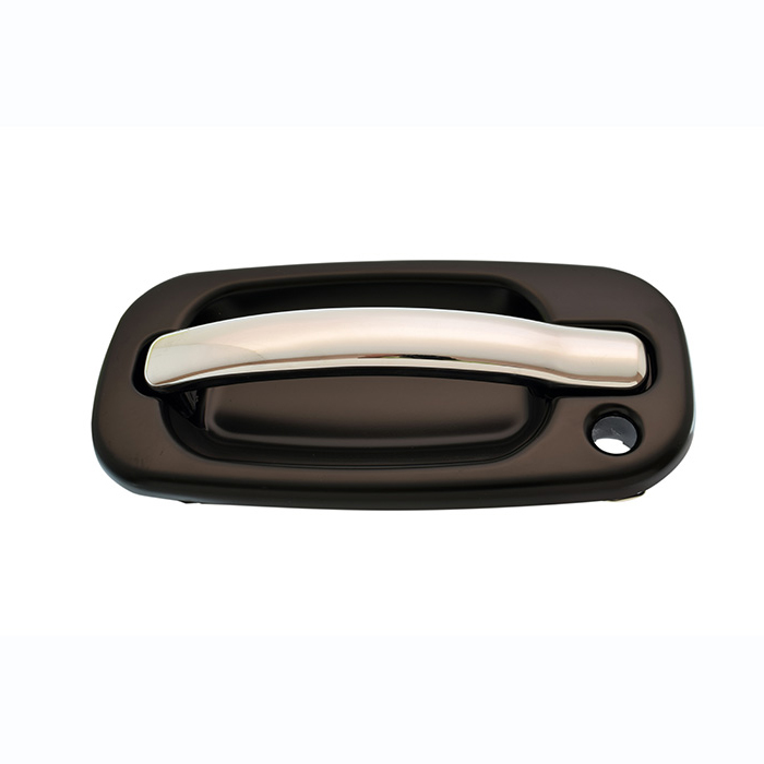 MANIJA EXTERIOR CD ESCALADE EXT/ESV 02-06  CV SILVERADO 99-06/SUBURBAN/TAHOE/SONORA 00-06/AVALANCHE 02-06  GM SIERRA  CV CHEYENNE 99-06  CON HOYO PARA LLAVE LISA PARA PINTAR NEGRA/CROMO PLASTICO HUSHAN Izquierdo Delantera  