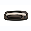 MANIJA EXTERIOR CD ESCALADE EXT/ESV 02-06  CV SILVERADO 99-06/SUBURBAN/TAHOE/SONORA 00-06/AVALANCHE 02-06  GM SIERRA  CV CHEYENNE 99-06  CON HOYO PARA LLAVE LISA PARA PINTAR NEGRA/CROMO PLASTICO HUSHAN Izquierdo Delantera  